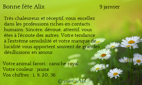 Carte bonne f&ecirc;te Alix
