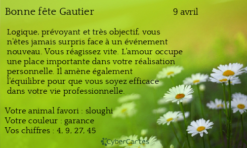 Carte bonne f&ecirc;te Gautier