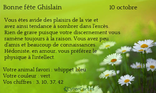 Carte bonne f&ecirc;te Ghislain