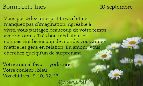 Carte bonne f&ecirc;te Inès