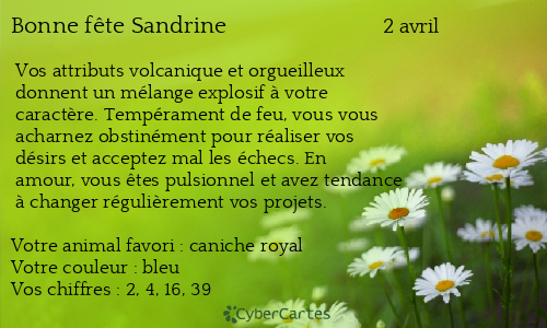 Carte bonne f&ecirc;te Sandrine