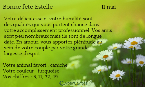 Carte bonne f&ecirc;te Estelle