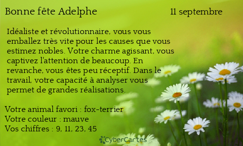 Carte bonne f&ecirc;te Adelphe