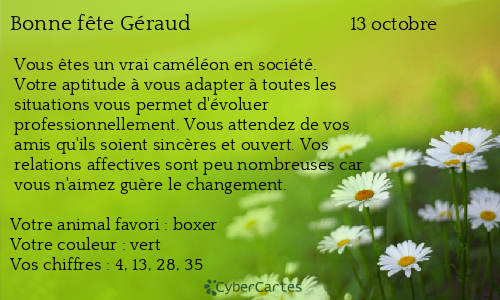Carte bonne f&ecirc;te Géraud