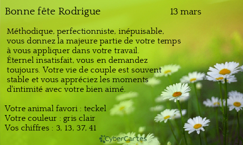 Carte bonne f&ecirc;te Rodrigue