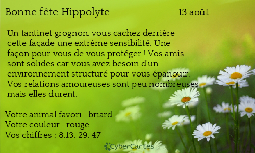 Carte bonne f&ecirc;te Hippolyte