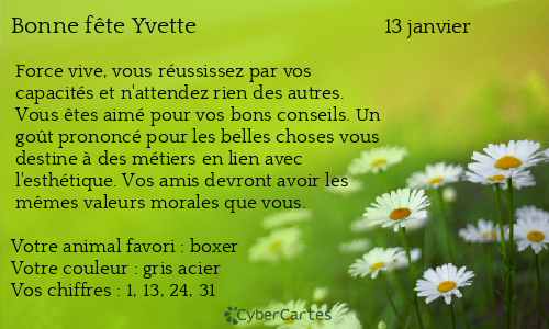 Carte bonne f&ecirc;te Yvette