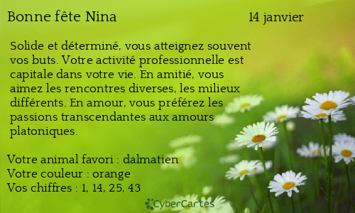 Carte bonne f&ecirc;te Nina
