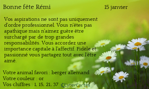 Carte bonne f&ecirc;te Rémi