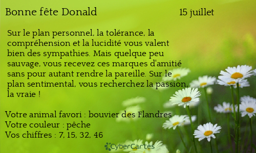 Carte bonne f&ecirc;te Donald