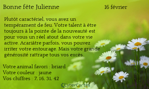 Carte bonne f&ecirc;te Julienne