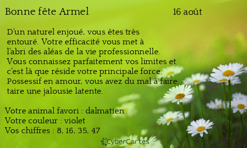 Carte bonne f&ecirc;te Armel