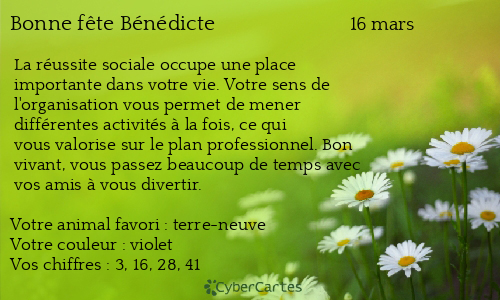 Carte bonne f&ecirc;te Bénédicte