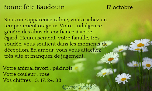 Carte bonne f&ecirc;te Baudouin