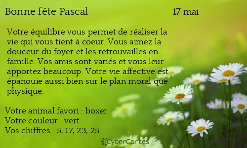 Carte bonne f&ecirc;te Pascal
