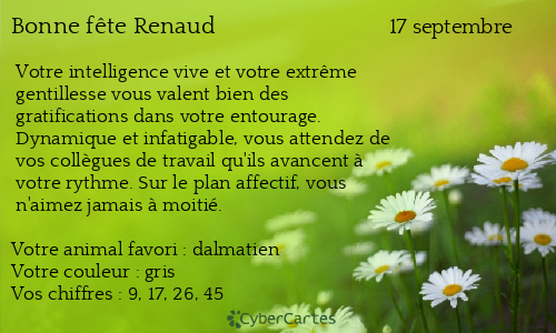 Carte bonne f&ecirc;te Renaud