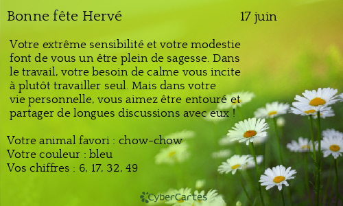 Carte bonne f&ecirc;te Hervé