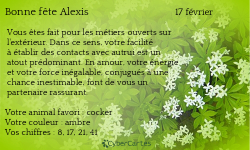 Carte bonne fête Alexis