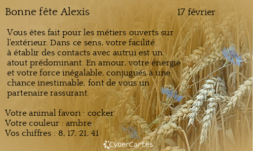 Carte bonne fête Alexis