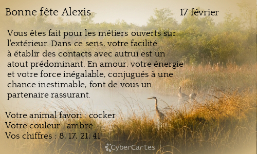 Carte bonne fête Alexis