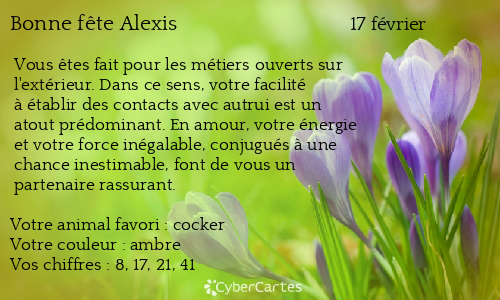 Carte bonne fête Alexis