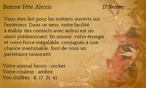 Carte bonne fête Alexis