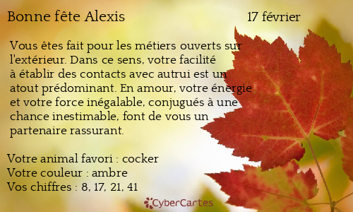 Carte bonne fête Alexis