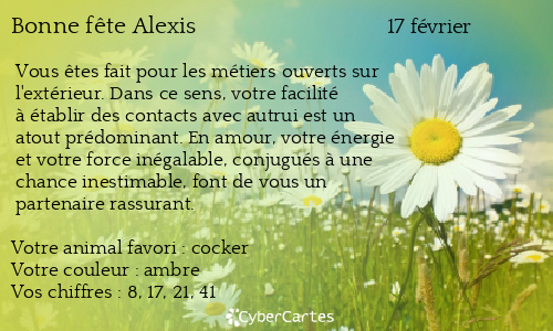 Carte bonne fête Alexis