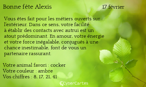 Carte bonne fête Alexis