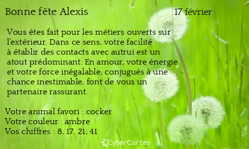 Carte bonne fête Alexis