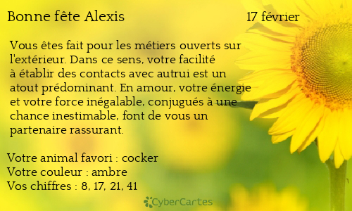 Carte bonne fête Alexis