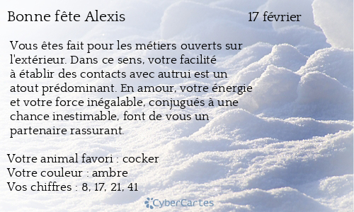 Carte bonne fête Alexis