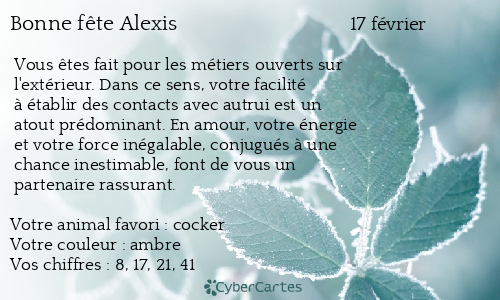 Carte bonne fête Alexis