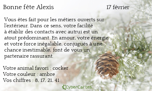Carte bonne fête Alexis