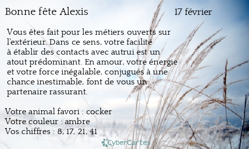 Carte bonne fête Alexis
