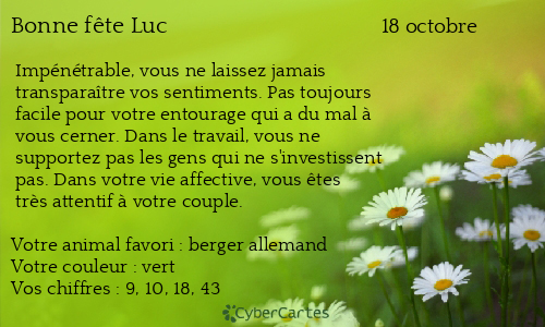 Carte bonne f&ecirc;te Luc