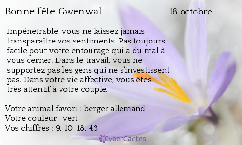 Carte bonne fête Gwenwal