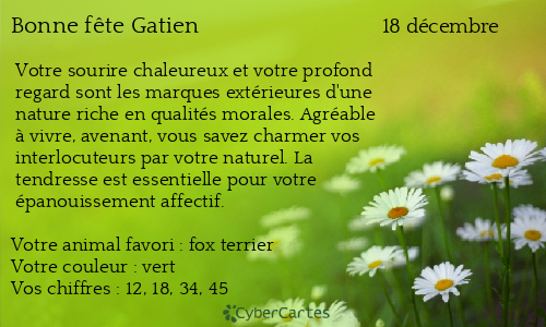 Carte bonne f&ecirc;te Gatien