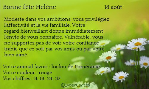 Carte bonne f&ecirc;te Hélène