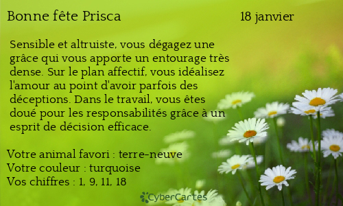 Carte bonne f&ecirc;te Prisca