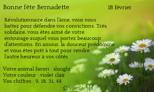 Carte bonne f&ecirc;te Bernadette