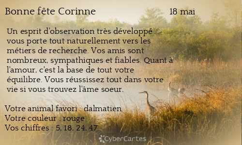 Carte bonne fête Corinne