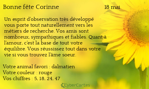 Carte bonne fête Corinne