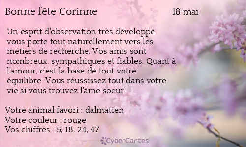 Carte bonne fête Corinne