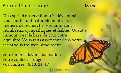 Carte bonne fête Corinne