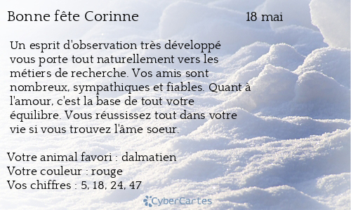 Carte bonne fête Corinne