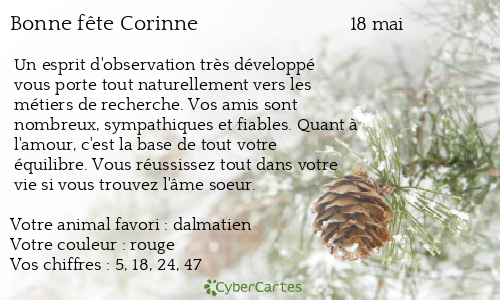 Carte bonne fête Corinne