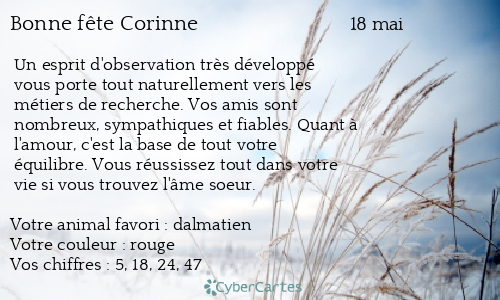 Carte bonne fête Corinne