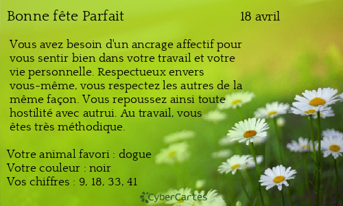 Carte bonne f&ecirc;te Parfait