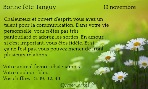 Carte bonne f&ecirc;te Tanguy